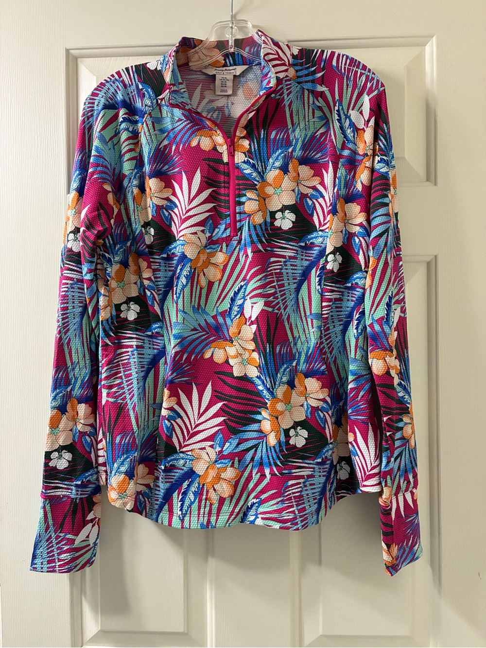 Women's Tropical Floral Quarter-Zip Pullover - Pink